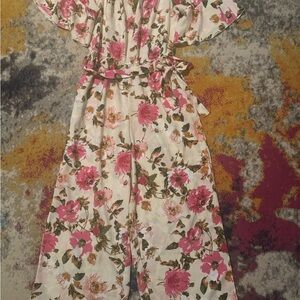 Floral Pink and Cream Jumpsuit